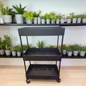 3-Tier Rolling Storage Cart in Black